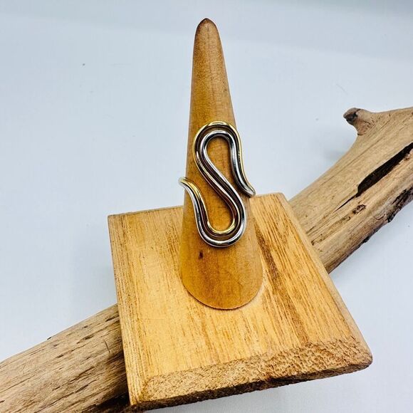 other Jewelry - Two-Tone Abstract Ring-18K Gold & Silver-Adjustable